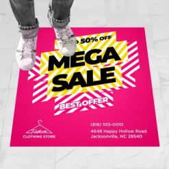 Budget friendly indoor floor label on retail floor